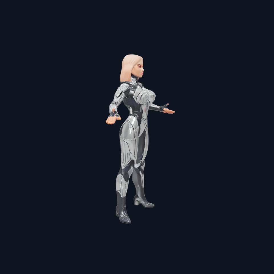 SciFi Warrior Female Character Rigged and Animated